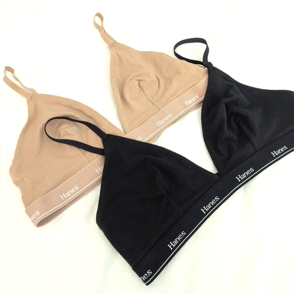 Hanes Cotton Triangle Bralettes Size XL New Without Tags - Picture 2 of 6